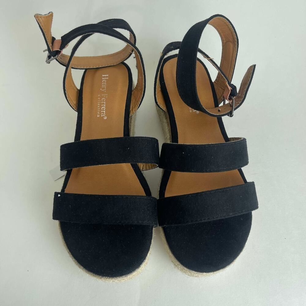 Henry Ferrera Collection Elda Womens Wedge Sandal Black Size 7 - Picture 2 of 14